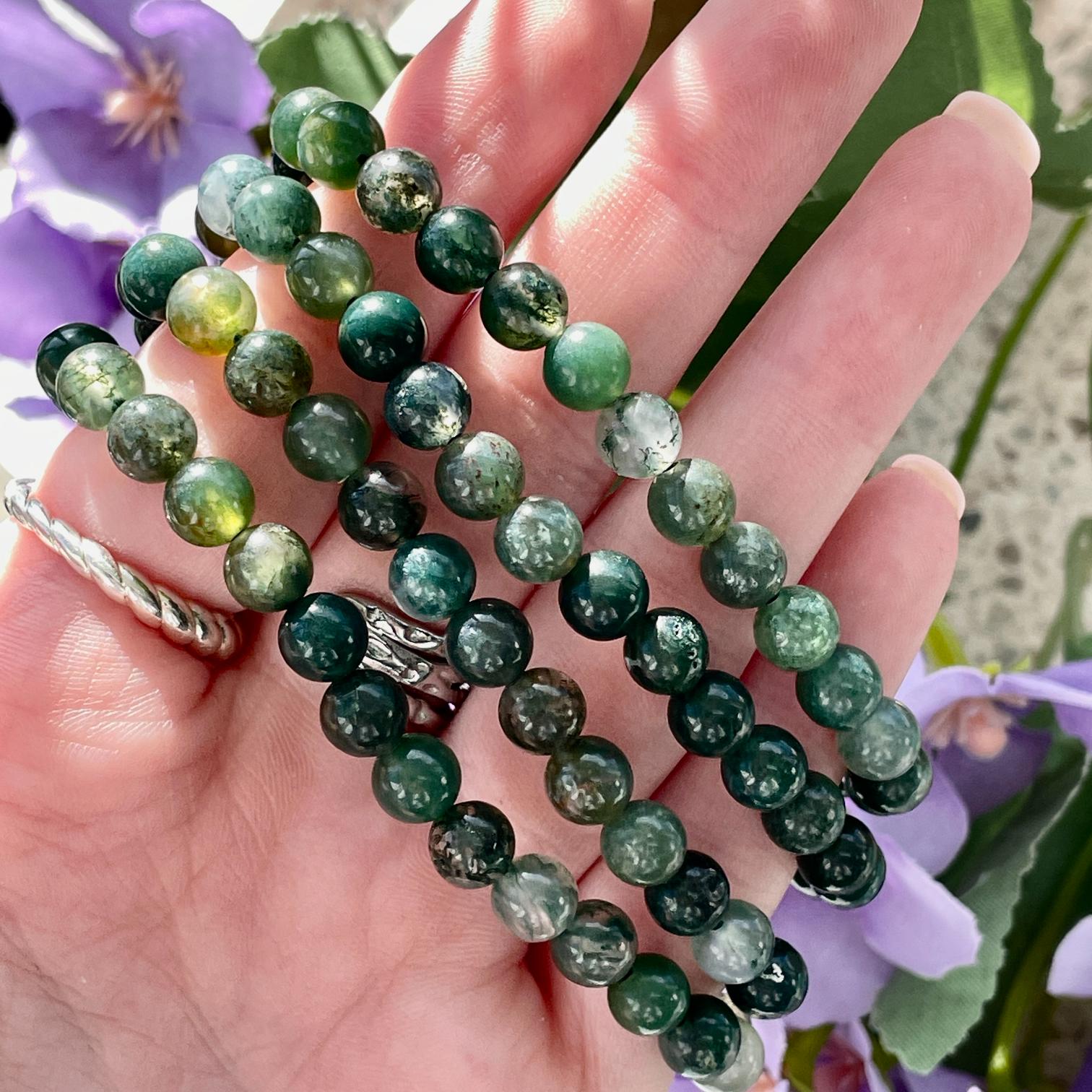 Moss Agate Beads Bracelet 6mm Moss Agate Beads Bracelet 6mm